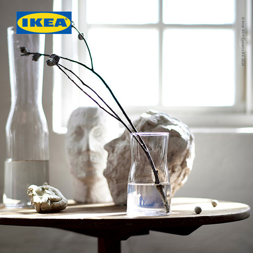 IKEA TIDVATTEN Vas Bunga Kaca Dekorasi Meja 17cm