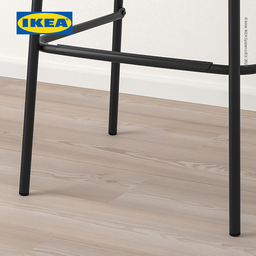 IKEA STIG Kursi Bar Minimalis Dengan Sandaran Hitam 74cm