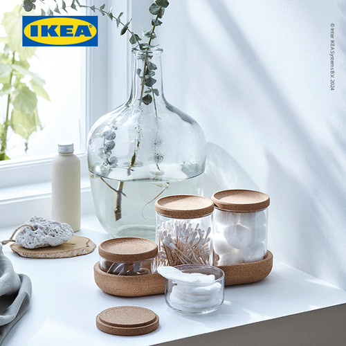 IKEA SAXBORGA Stoples dengan Penutup Kaca Serbaguna Set Isi 5pcs