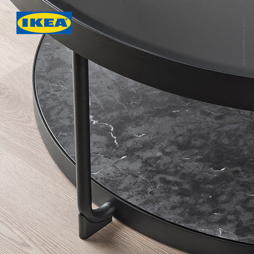 IKEA FROTORP Meja Tamu Bulat Kaca Minimalis Hitam 88cm