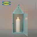 IKEA GOKVALLA Lentera Untuk Lilin Blok Minimalis Biru 41x16x16 cm