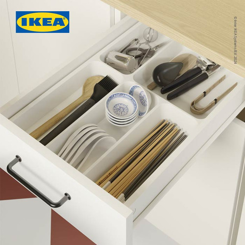 IKEA STODJA Baki Pengatur Alat Makan Putih 31x50 cm