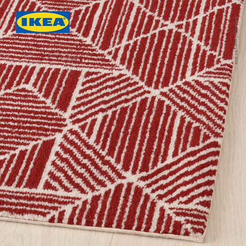 IKEA AVLOPPSBRUNN Karpet Bulu Tipis Merah Geometris 120x180 cm