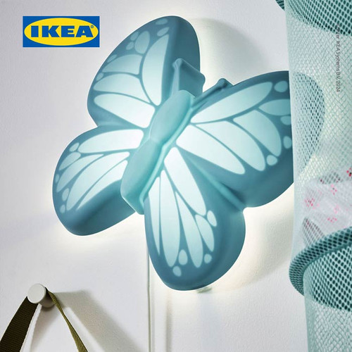 IKEA UPPLYST Lampu Dinding LED Bentuk Kupu-Kupu Biru