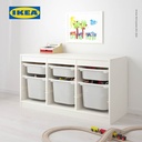 IKEA TROFAST Lemari Penyimpanan Putih dengan Kotak Besar 99x44x56 cm