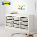 IKEA TROFAST Lemari Penyimpanan Putih dengan Kotak Putih 99x44x56 cm