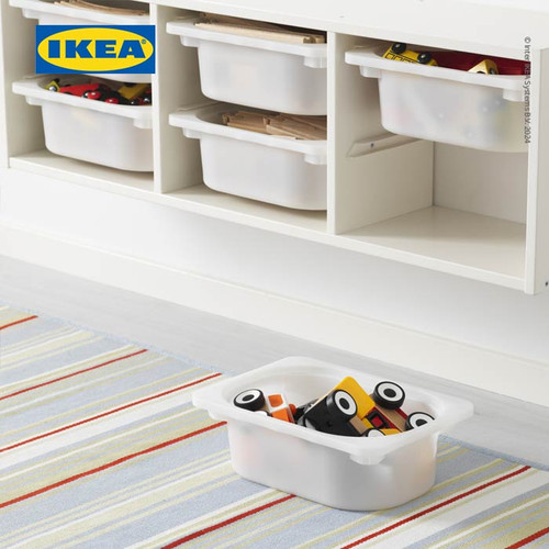 IKEA TROFAST Lemari Penyimpanan Putih dengan Kotak Putih 99x21x30 cm