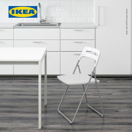 IKEA NISSE Kursi Lipat Putih Minimalis dengan Sandaran Punggung