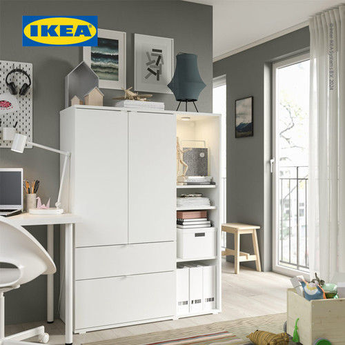 IKEA VIHALS Lemari Penyimpanan Minimalis Putih 105x37x140 cm