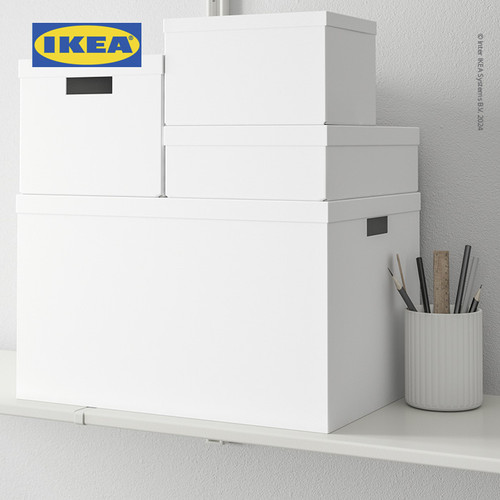 IKEA TJENA Kotak Penyimpanan Dengan Tutup Serbaguna Putih 25x35x20 cm