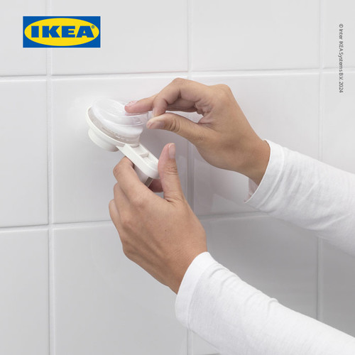 IKEA TISKEN Braket Gagang Hand Shower Dengan Plastik Hisap Putih