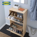 IKEA BISSA Rak Kabinet Sepatu Dengan 2 Kompartmen Kayu 49x28x93 cm