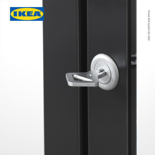 IKEA MILSBO Kabinet Pajangan Dengan Pintu Kaca Hitam 73x175 cm