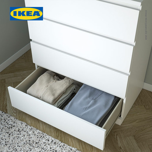 IKEA MALM Lemari Laci 4 Susun Putih Minimalis 80x100 cm