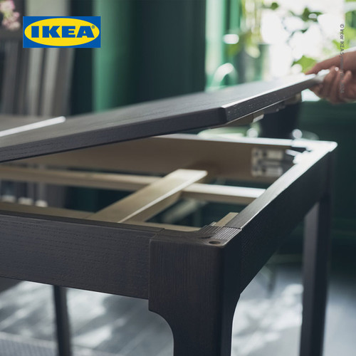 IKEA EKEDALEN Meja Makan Dapat Dipanjangkan Cokelat Tua 120/180x80 cm