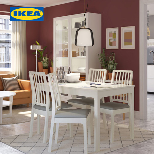 IKEA EKEDALEN Meja Makan Dapat Dipanjangkan Putih 120/180x80 cm