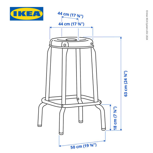 IKEA RASKOG Bangku / Stool Bar Minimalis Hitam 63 cm