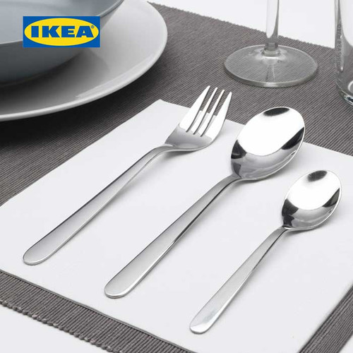 IKEA FORNUFT Set Peralatan Makan Bahan Baja Tahan Karat Isi 18pcs