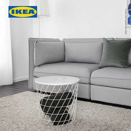 IKEA KVISTBRO Meja Penyimpanan Samping Sofa Putih Minimalis 44cm