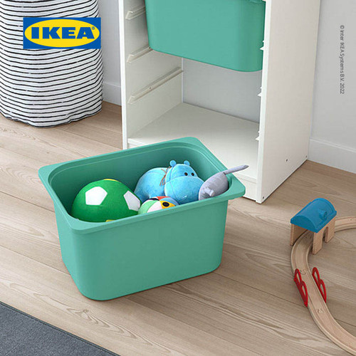 IKEA TROFAST Lemari Kayu Putih dengan Kotak Putih / Toska 46x30x95 cm