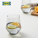 IKEA IVRIG Gelas Kaca untuk Minum 45cl Abu-Abu Isi 4Pcs