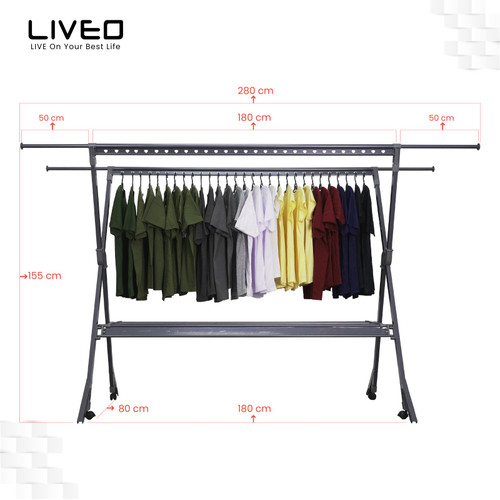 Jemuran Lipat Lantai Baju Liveo LV-798L / Liveo Double Pole Telescopic