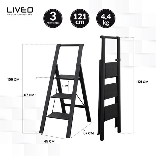 Tangga Rumahan Lipat Alumunium LIVEO LV-183 / Ladder 3 Step