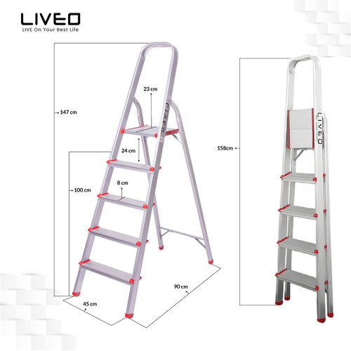 LIVEO Tangga Lipat Household Ladder 5 Step LV-105