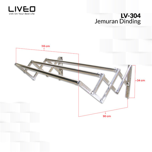 Jemuran Dinding 1m Stainless Steel ANTI KARAT LIVEO LV304