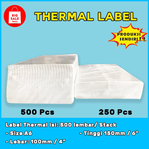 Kertas Thermal 100x150 isi 250 & 500 lembar, Label Thermal