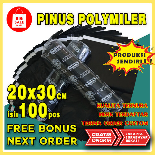 Pinus Plastik Polymailer 20 x 30cm isi 100pcs Olshop Packing +Perekat