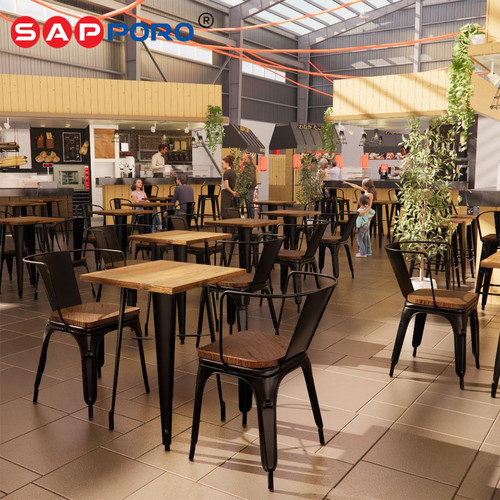 SAPPORO ARNED - Meja Makan Set | Meja Tolix Set | Dining Table Set