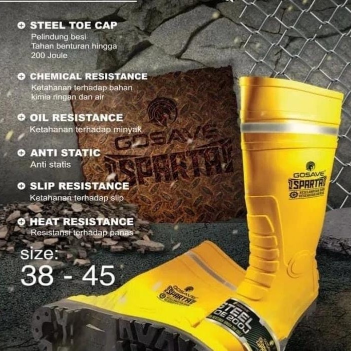 GOSAVE Sepatu Boots Safety Yellow Size 43