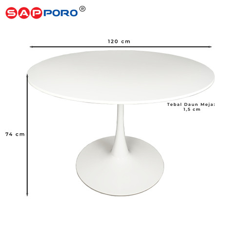 SAPPORO SANTORINI 120 - Meja Makan Bulat | Dining Round Table