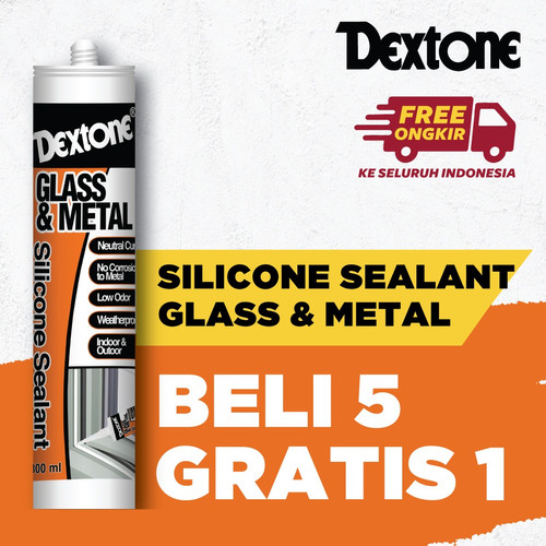 Lem Kaca Dextone Silicone Sealant Tabung Netral 300ml(beli 5 gratis 1)