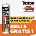 Lem Kaca Dextone Silicone Sealant Tabung Netral 300ml(beli 5 gratis 1)