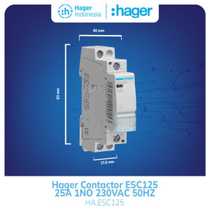 Kontaktor Hager ESC125 25A 25 Ampere 1NO 230VAC 50HZ Contactor Din Rail