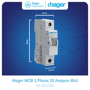 Hager MCB 10a 10 Ampere 1P 1 Phase 6kA Mcb Listrik MU110A