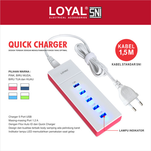 USB Charger 5 Port + Kabel 1,5M (LY-295)