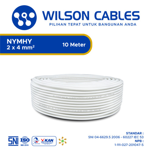 Wilson Cables - NYMHY 2x4 mm² 10 Meter - Kabel Tembaga Serabut