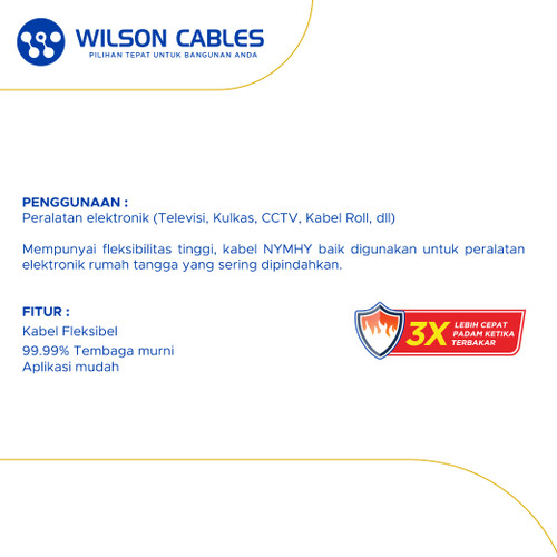 Wilson Cables - Kabel Pompa NYMHY 3x2.5 mm² 50 Meter - Kabel Submersible