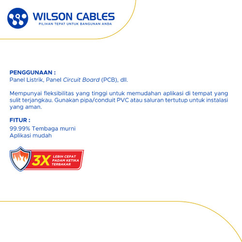 Wilson Cables - NYAF 1 mm² 50 Meter - Kabel Tembaga Serabut