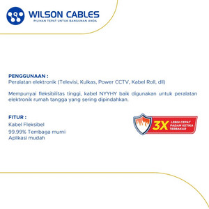 Wilson Cables - NYYHY 3x1.5 mm² 100 Meter - Kabel Tembaga Serabut