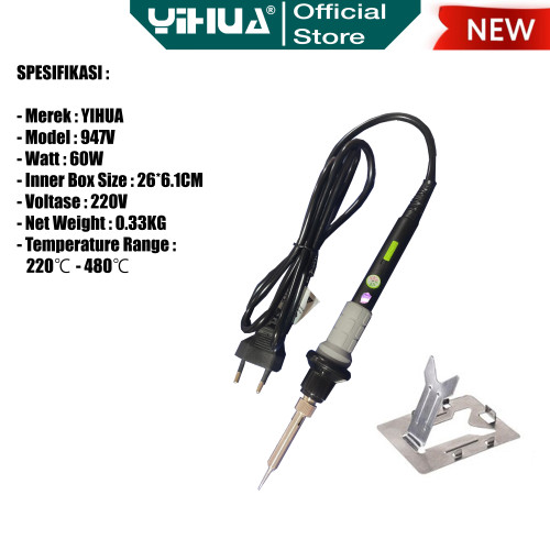 Yihua 947V Solder Tangan Iron Adjustable Temperature 60W Soldering ORI