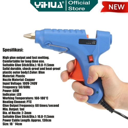 Yihua R-308 Pistol Lem Tembak Hot Melt Glue Gun 60W Stick Cair Refill