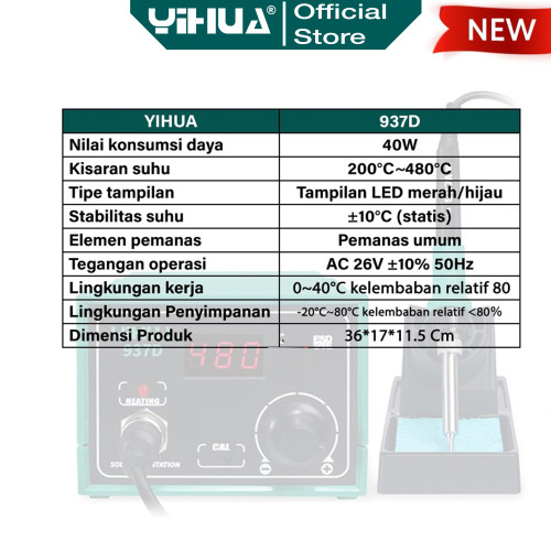 Solder Station Yihua 937D 45W 480C Soldering Station Digital Iron Tip