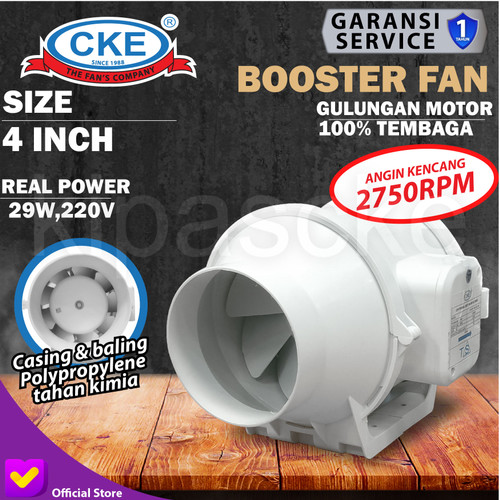 Inline Duct Fan PP Plastik 4" Hydroponic Fan/Mixed Flow/Extractor Fan