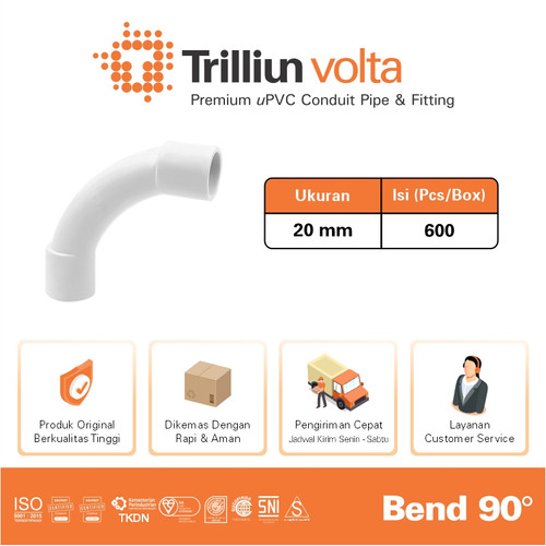 Fitting Pipa uPVC Conduit Trilliunvolta Bend 90° 20 mm