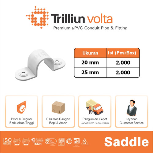 Fitting Pipa uPVC Conduit Trilliunvolta Saddle