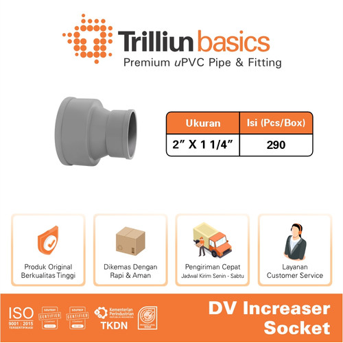 Fitting Pipa uPVC Trilliunbasics DV Increaser Socket 2" x 1 1/4" Inch